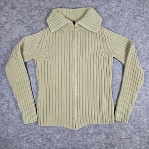 Vintage 2022 Gap Womens Green Ribbed Full Zip Cardigan Sweater M